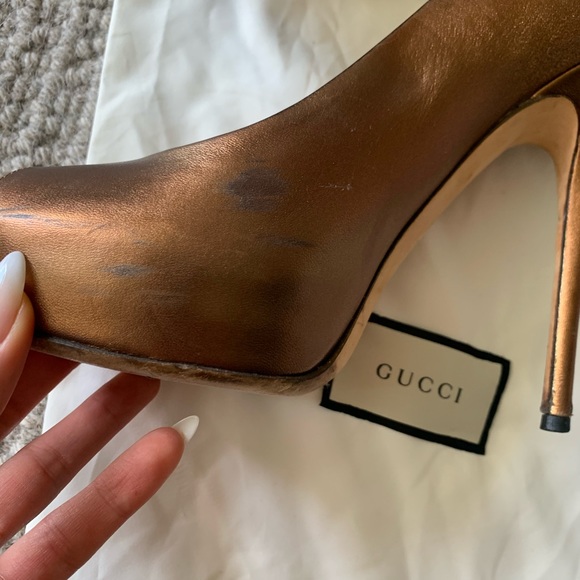 Gucci size 40 bronze open toe heels used - Picture 6 of 10